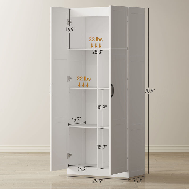 Hivvago Tall Kitchen Pantry Storage Cabinet with Soft-Close Hinges image number 2