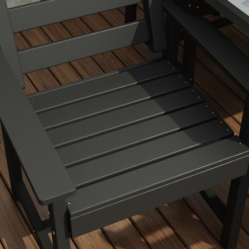 FUFU&GAGA HDPE Patio Dining Chair with Armrests, Waterproof, UV Resistant (Pack of 2) (23.6" W x 18.9" D x 33.5" H),Black