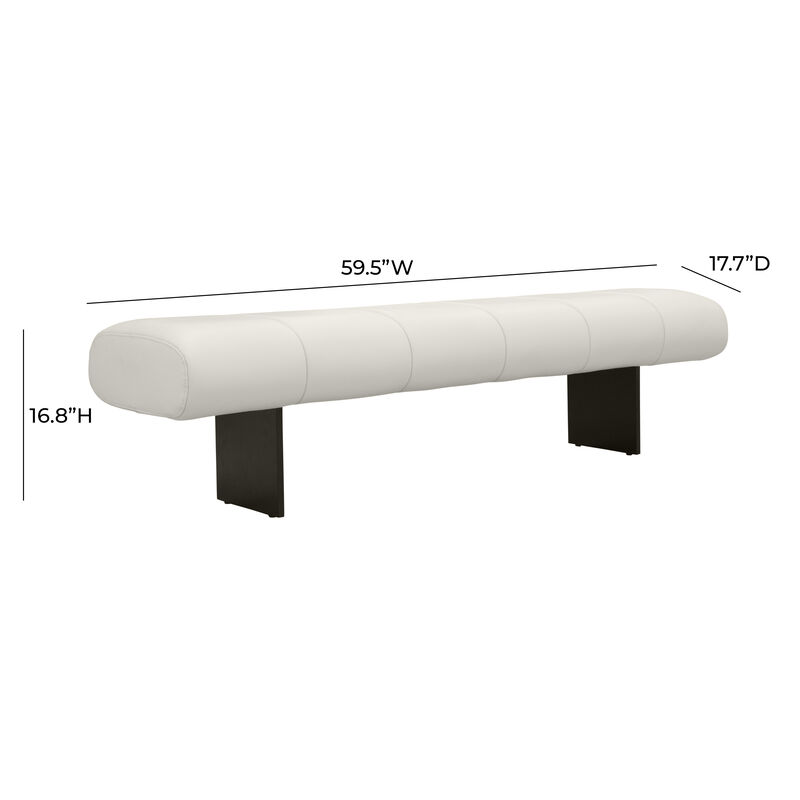 Karol Cream Vegan Leather Bench