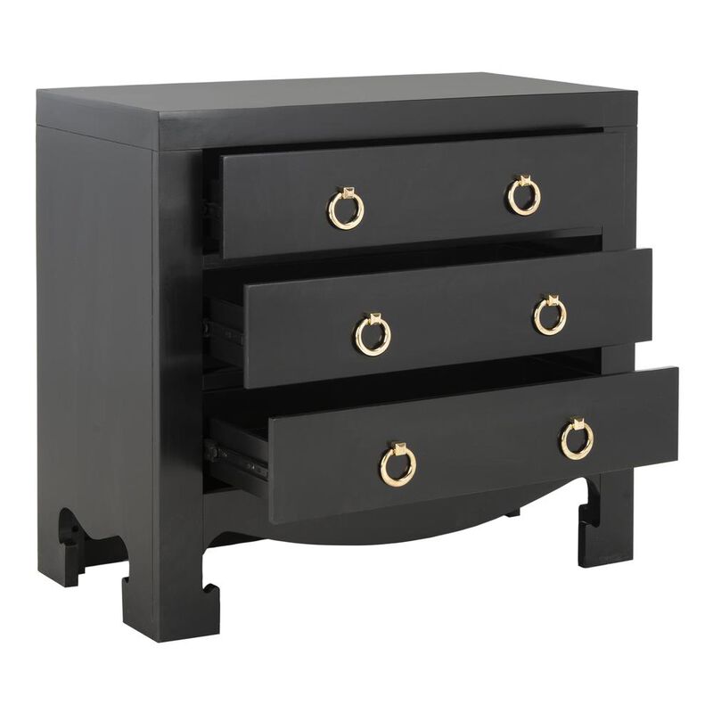 Safavieh Dion 3 Drawer Chest, Black/Gold