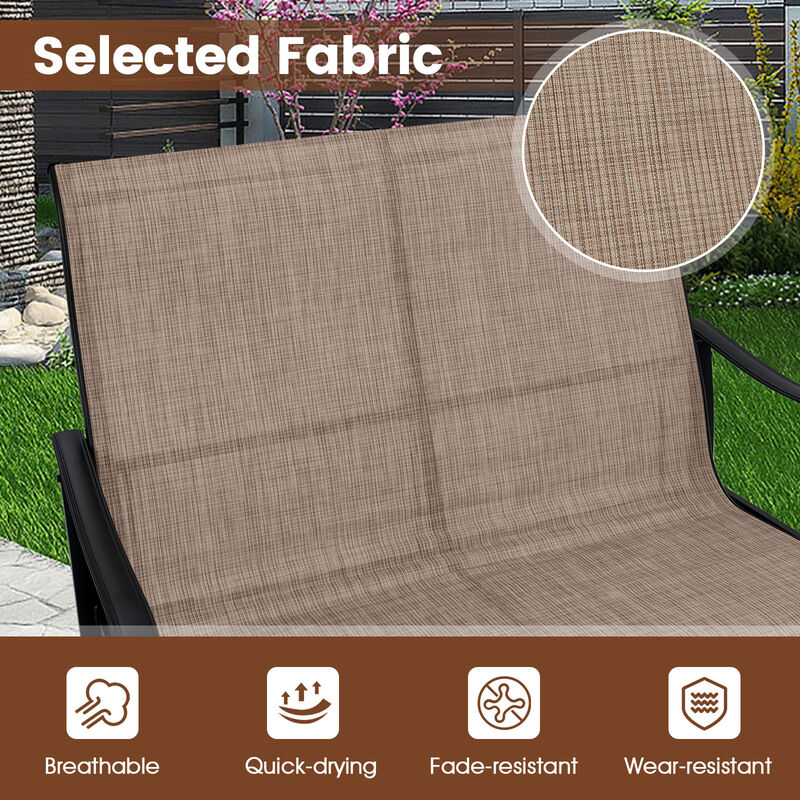 Patio Glider Bench for 2 Person with High Backrest and Smooth Gliding Motion-Brown image number 5