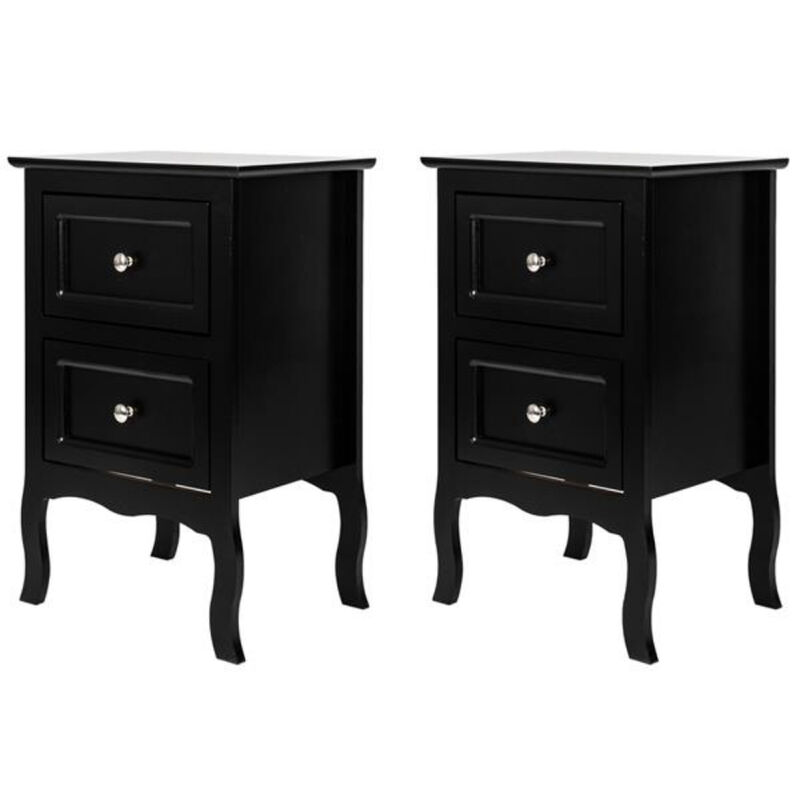 2-Piece Country Style Two-Tier Nightstands Large Bedside Tables with Storage image number 5
