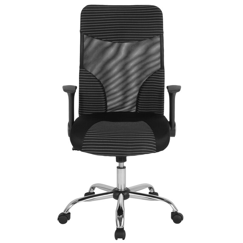Milford High Back Ergonomic Office Chair with Contemporary Mesh Design in Black and White image number 9