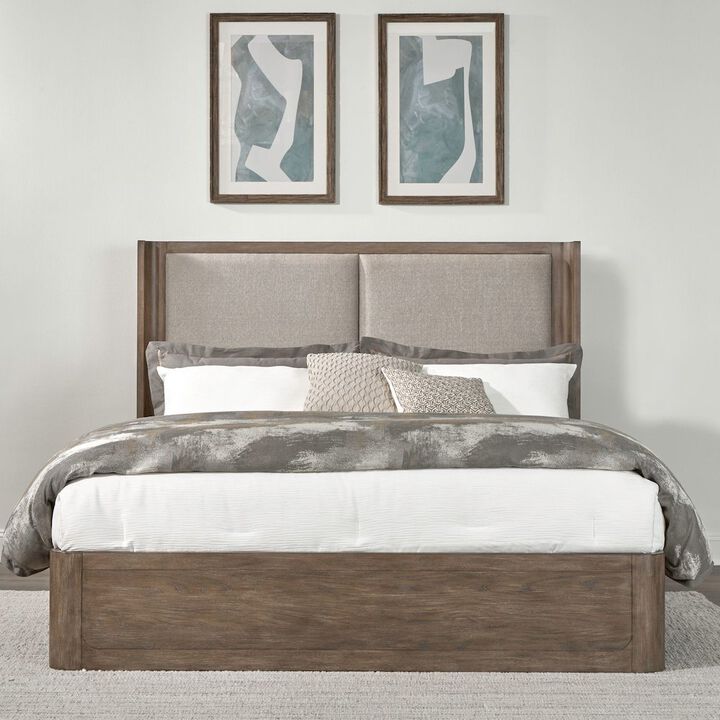 Liberty Furniture South Bend Queen Upholstered Shelter Bed Contemporary  - Burnished Clay