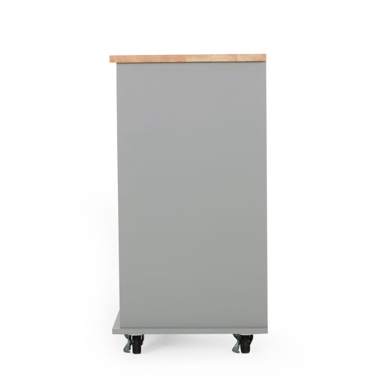 Streamdale Contemporary Kitchen Cart with Rubberwood Top