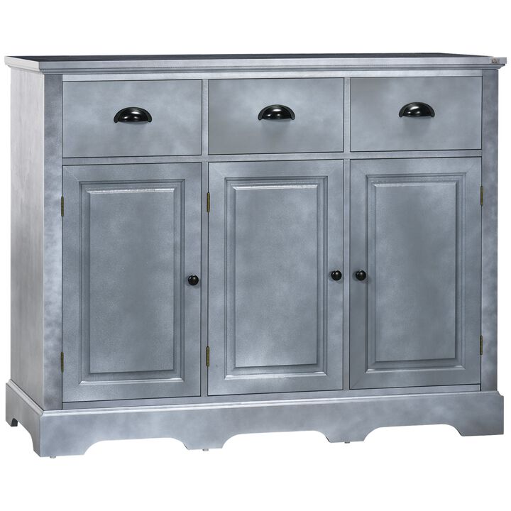 Blue Kitchen Storage: Sideboard Buffet with 3 Drawers & 3 Cabinets