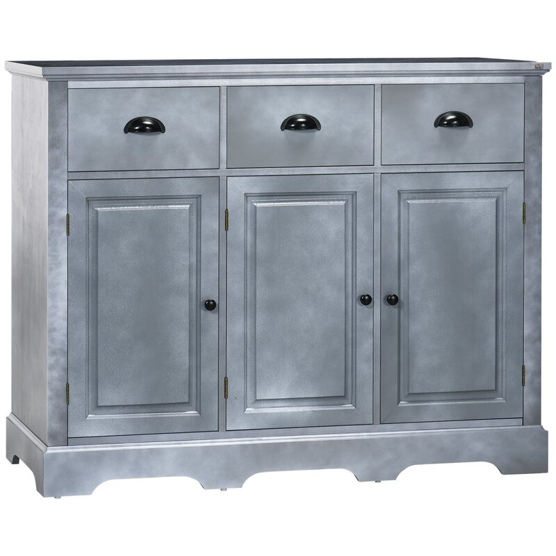 Blue Kitchen Storage: Sideboard Buffet with 3 Drawers & 3 Cabinets