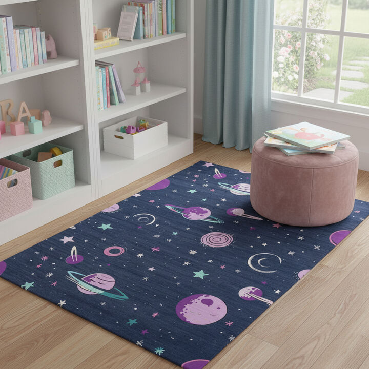 HomeRoots Stars and Moon Youthful Washable Area Rug