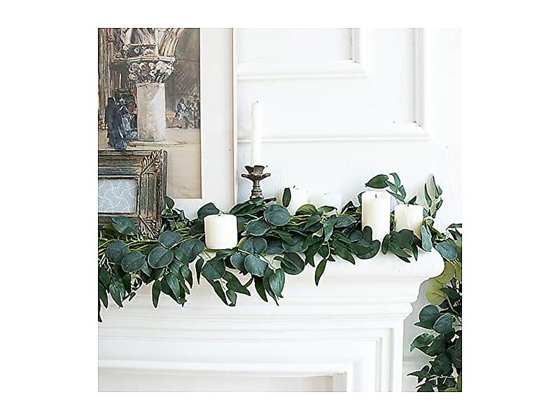 3 Pack Fake Eucalyptus Vines 6 Ft Silk Ivy Garland Odorless Lush Green Leaves image number 2