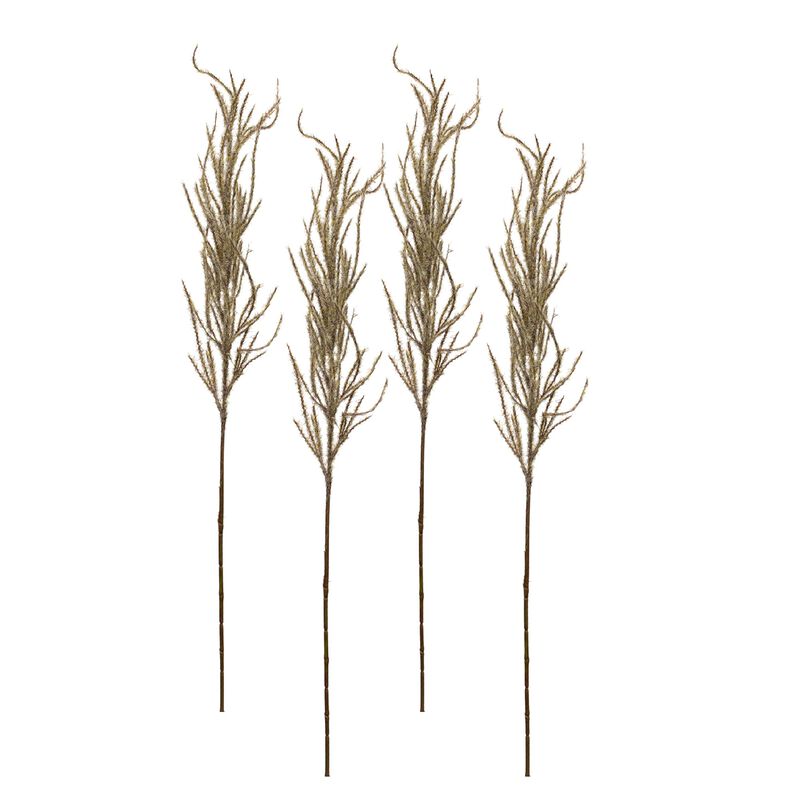 Set of 4 Flocked Pampas Grass Sprays for Soft, Elegant Home Décor and Floral Arrangements