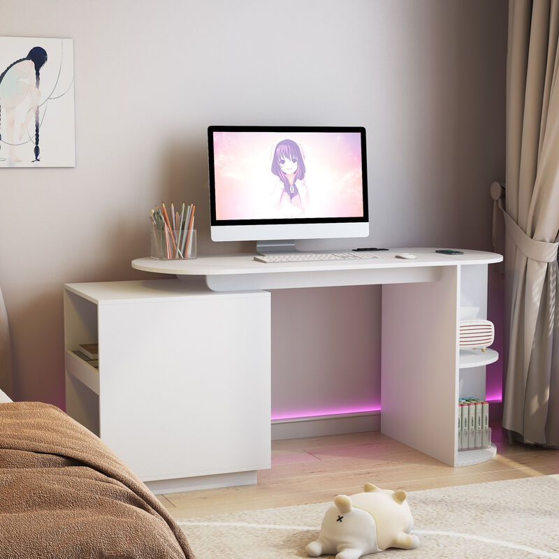 GOODSILO Expandable Modern Home Office Desk with Storage Drawers and Charging Station for Maximum Productivity image number 3