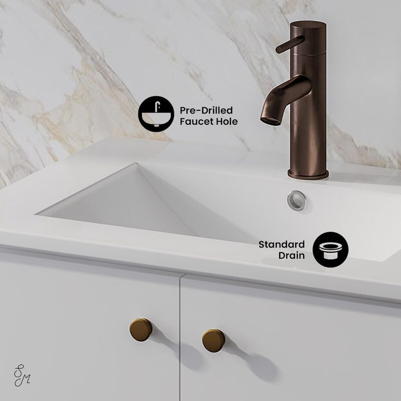 Manoir 24" Freestanding Bathroom Vanity in White with Sink Top image number 2