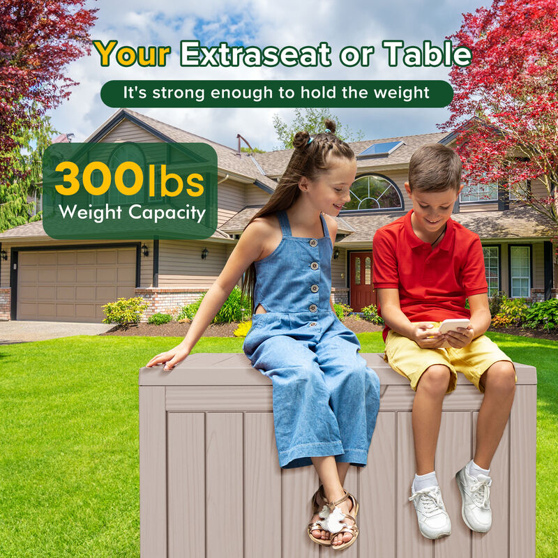 Mondawe 45 Gal Deck Box Resin for Patio Garden Furniture, Outdoor Storage Container