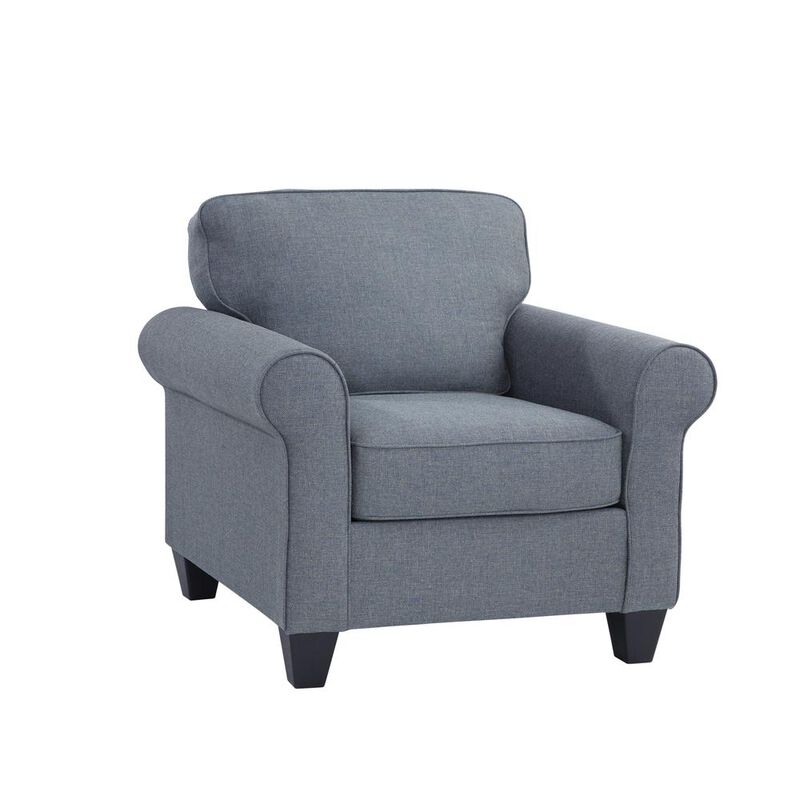 American Furniture Classics Blue Fabric Oversized Chair /w Rolled Arms