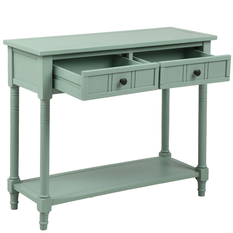Merax Console Table Traditional Design with Two Drawers and Bottom Shelf