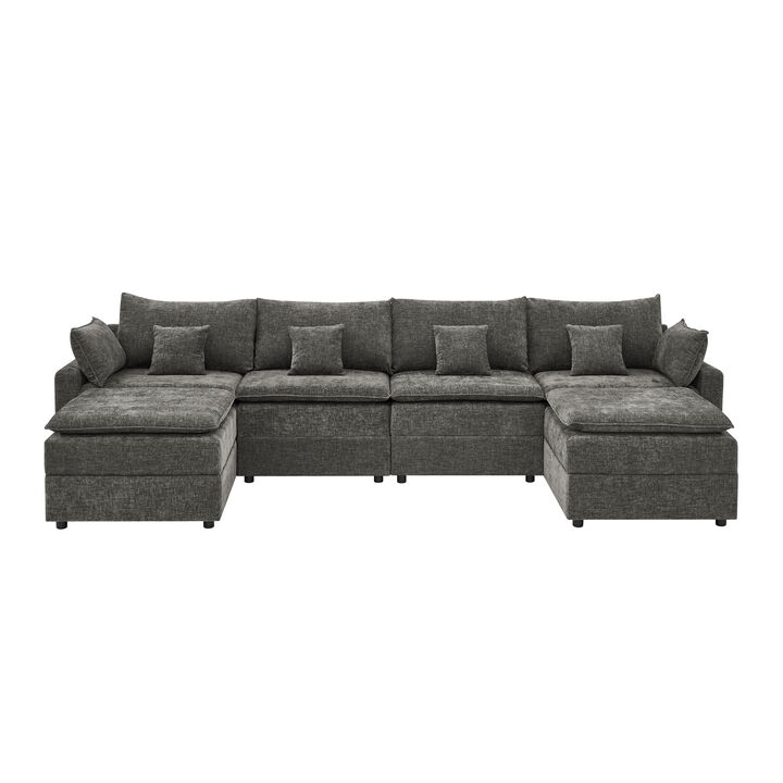 Glocep U Shaped Couch 132" Cloud Modular Sectional