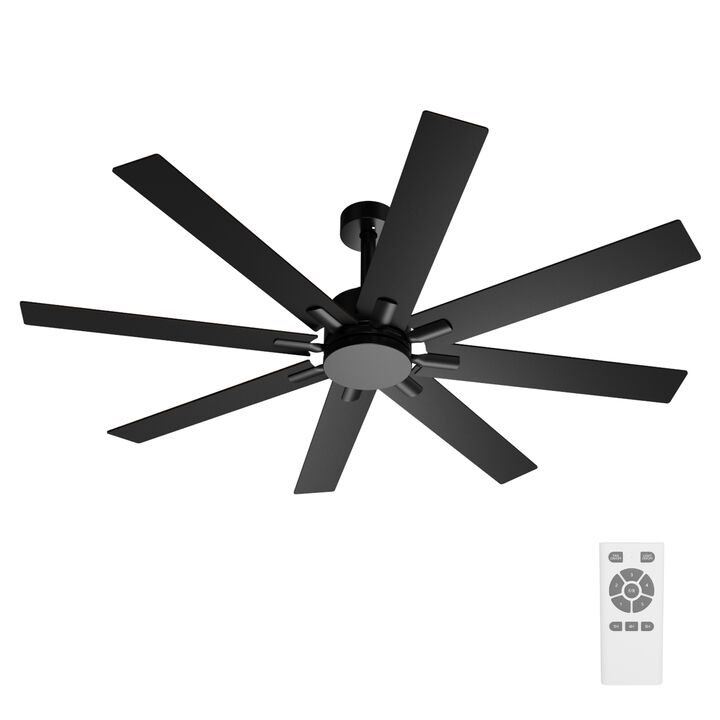 65 in. Indoor Outdoor Use Black Solid Wood Grain 8 Blade Propeller Ceiling Fan with Remote Control, Adjustable, 5-Speed