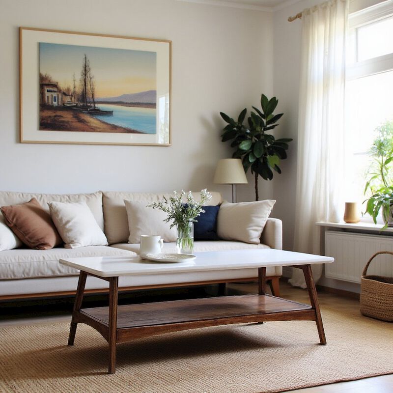 Starlight Canyon Home White Solid Wood Table with Storage &ndash; Contemporary Center Table for Living Room