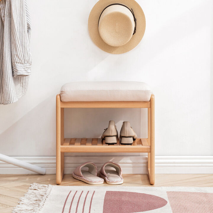 Streamdale Beechwood Shoe Bench with Cushion