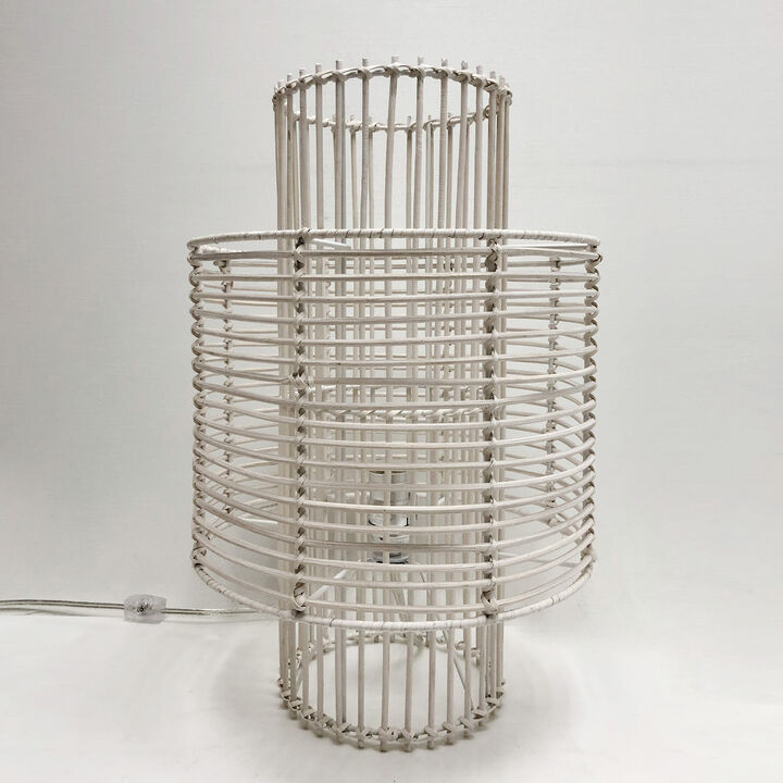 18 White Washed Rattan Lamp
