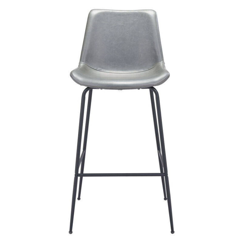 Hivvago 31  Inch Gray And Black Steel Low Back Bar Height Bar Chair