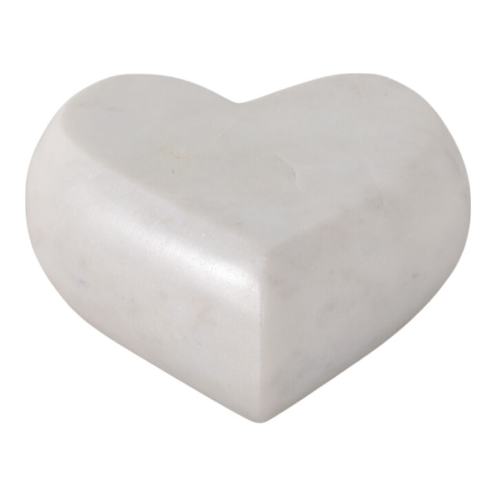 Marble, 5" Heart, White