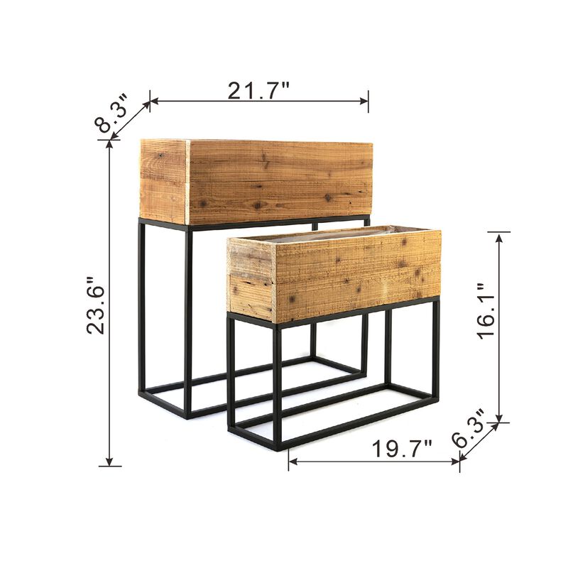 WOW PIONEER Set of 2 Nesting Decorative Planter Boxes with Stands for Indoor Outdoor Greenery, Succulents, Flowers and Botanicals image number 1