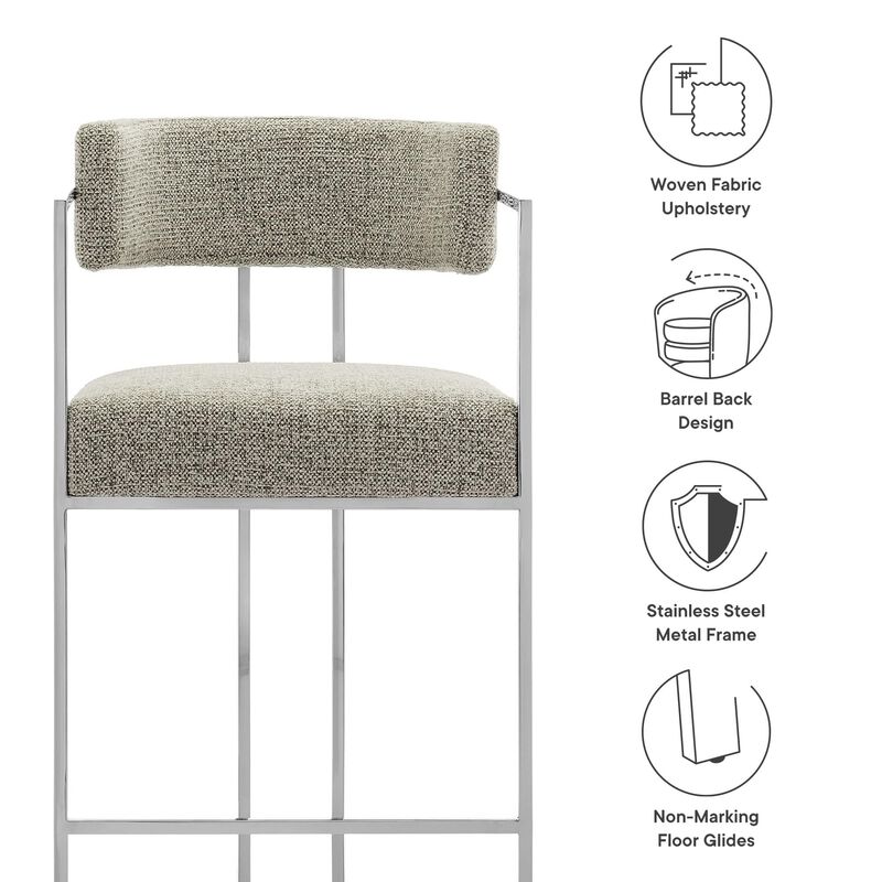 Modway Huron Modern Barrel Counter Stool with Sled Base in Silver Wheat image number 3