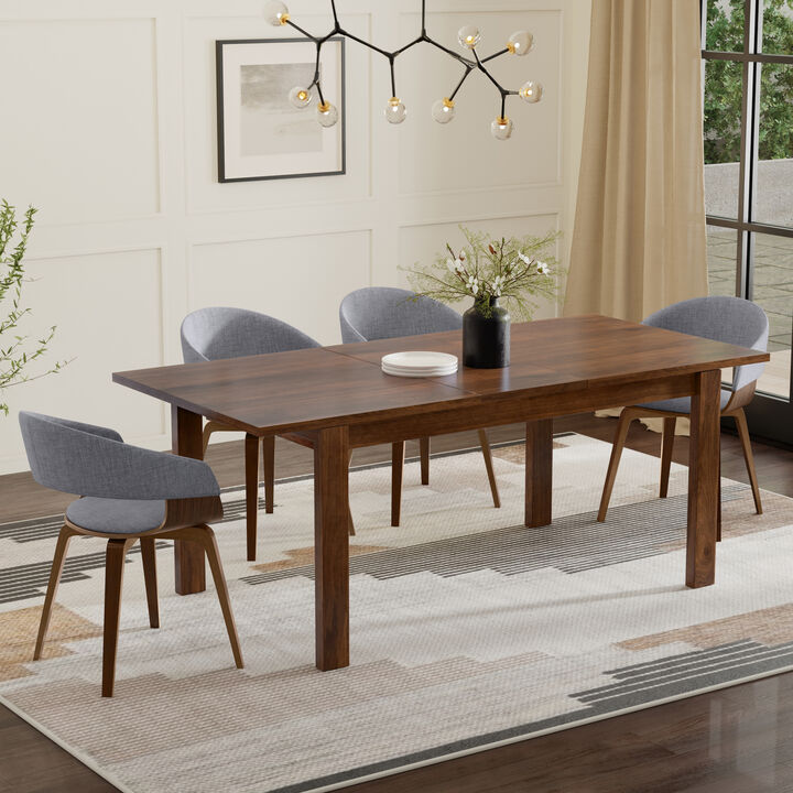 Wilson 60-76 inch x 36 inch Rectangle Transitional Extendable Dining Table in Walnut Veneer