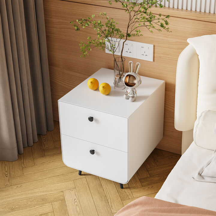 Streamdale Nightstand Cabinet with 2 Drawers & Circular Handle