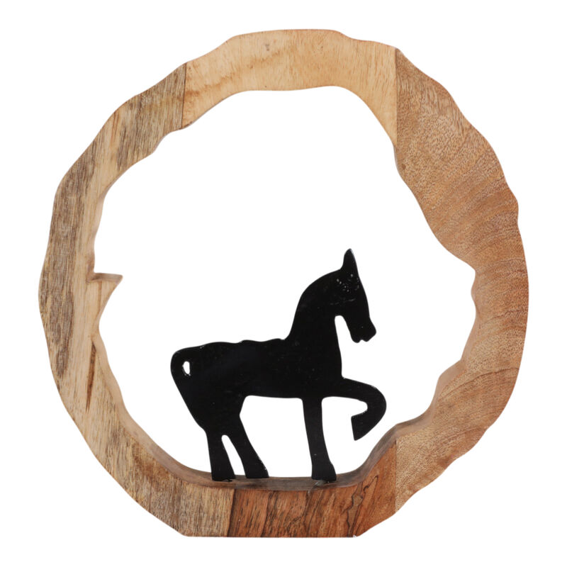 11x11 Horse In Wood Round image number 3
