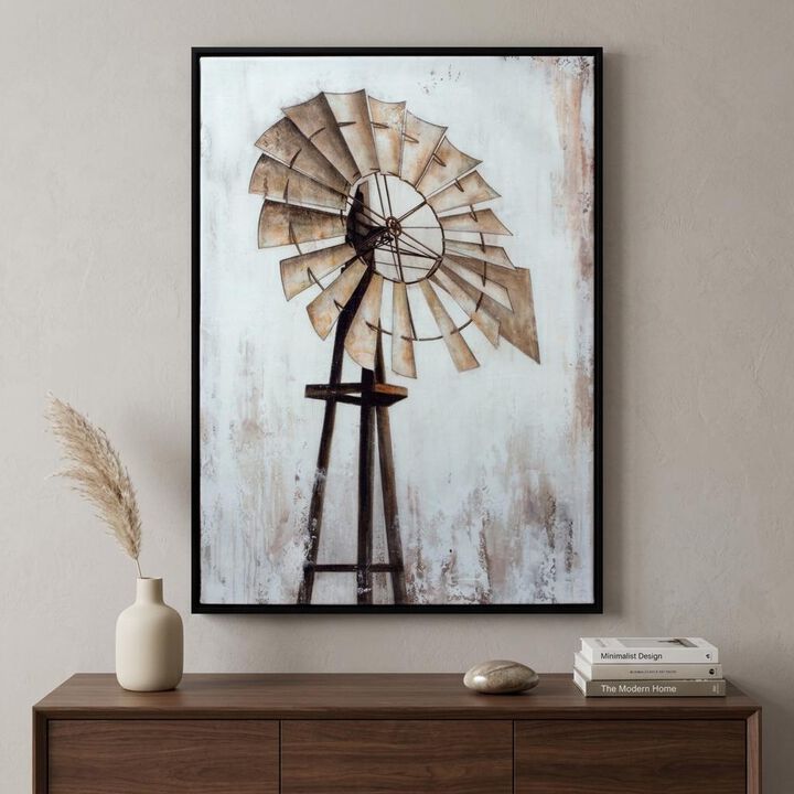 HomeRoots 28" X 20" Black Brown And White Wood Framed Art