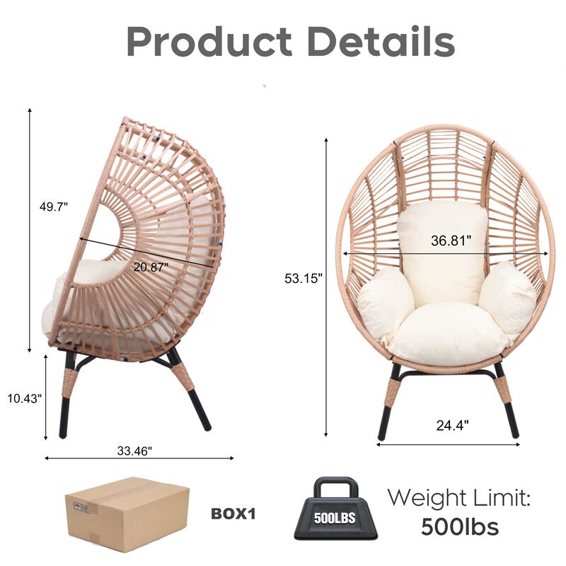 Hivvago PE Rattan Egg Swing Chair with Cushion image number 2