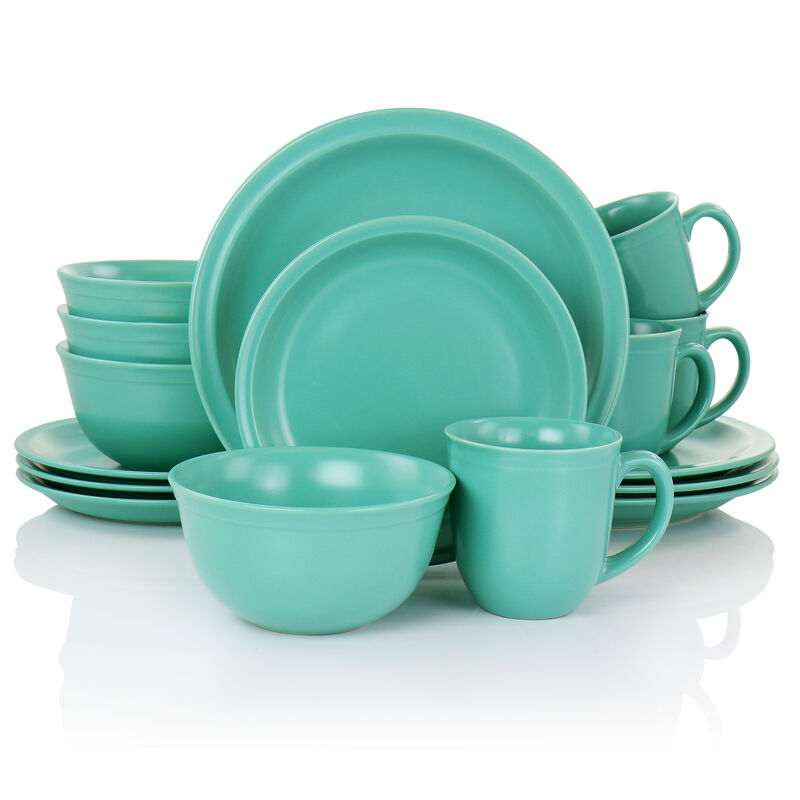 Gibson Home 16 Piece Siam Stoneware Dinnerware Set in Green