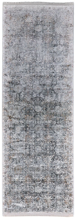 HomeRoots Damask Power Loom Worn Faded Runner Rug