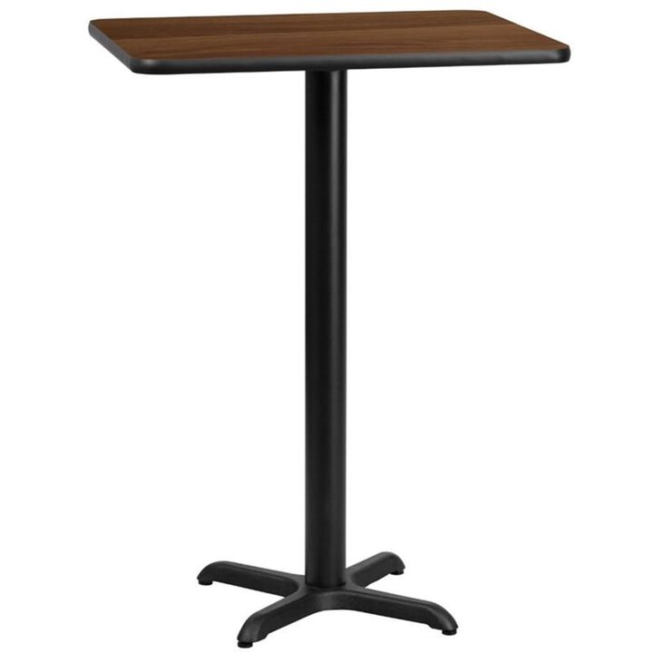 Flash Furniture Stiles 24'' x 30'' Rectangular Walnut Laminate Table Top with 22'' x 22'' Bar Height Table Base