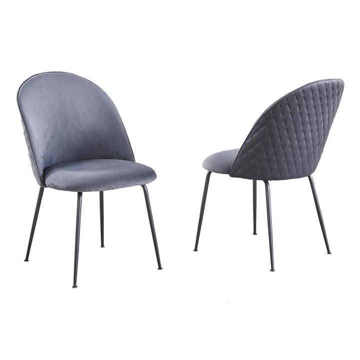 Best Quality Furniture Dark Grey Velvet Upholstered Side Chairs (Set Of 2)