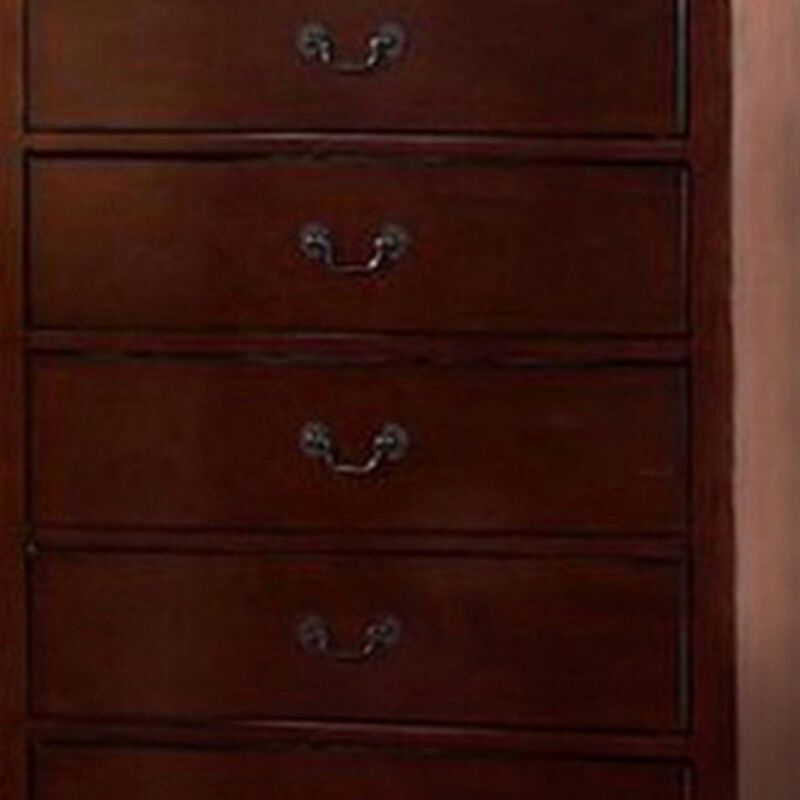 Decorously Functional Pine Wood, Plywood & Birch Veneer Chest, Cherry