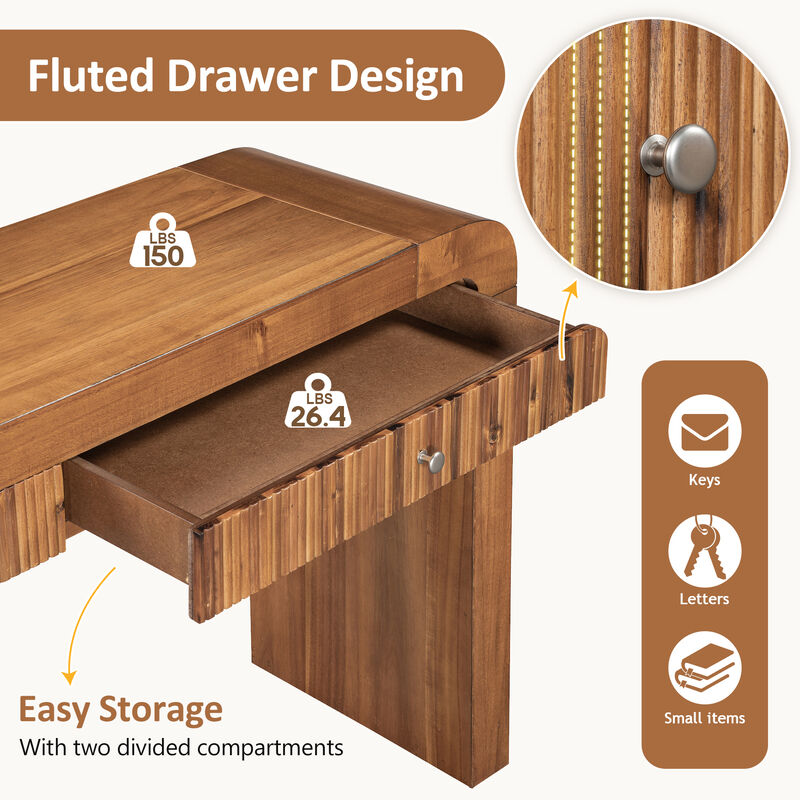 Merax Rustic Console Table with Fluted Drawer Front