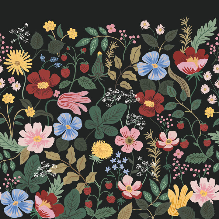 Strawberry Fields Black Peel & Stick Wall Mural