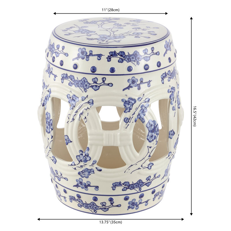 Lucky Coins Chinese Ceramic Drum Garden Stool