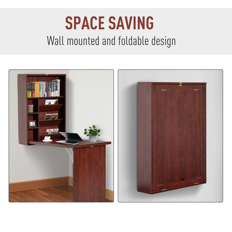 Wall Mount Writing Table Convertible Folding Computer Desk Storage Home Office