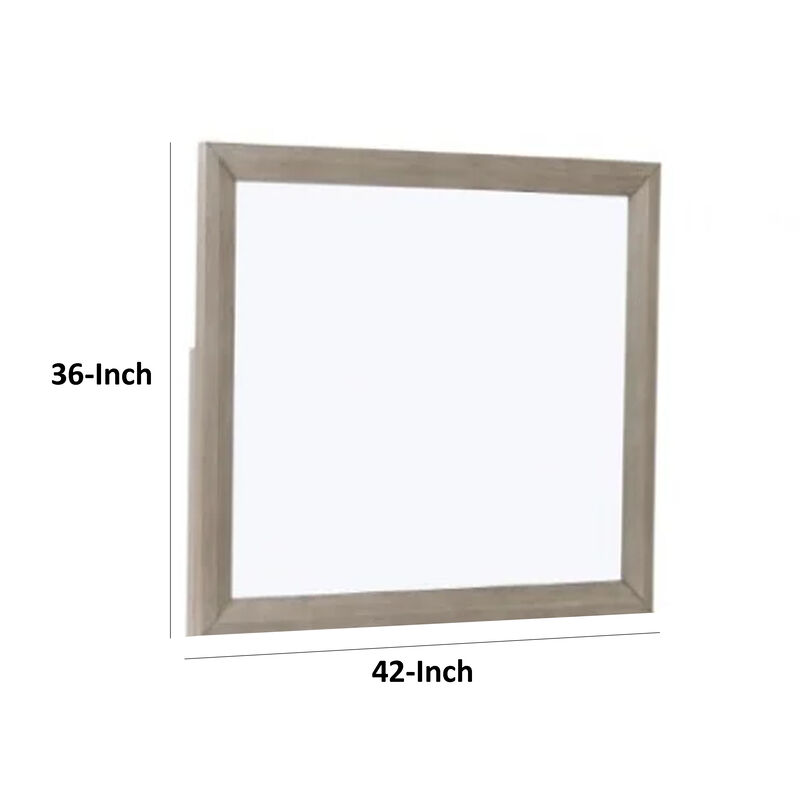 Kaira Vanity Dresser Mirror, Rustic Natural Oak Brown Wood 36x42