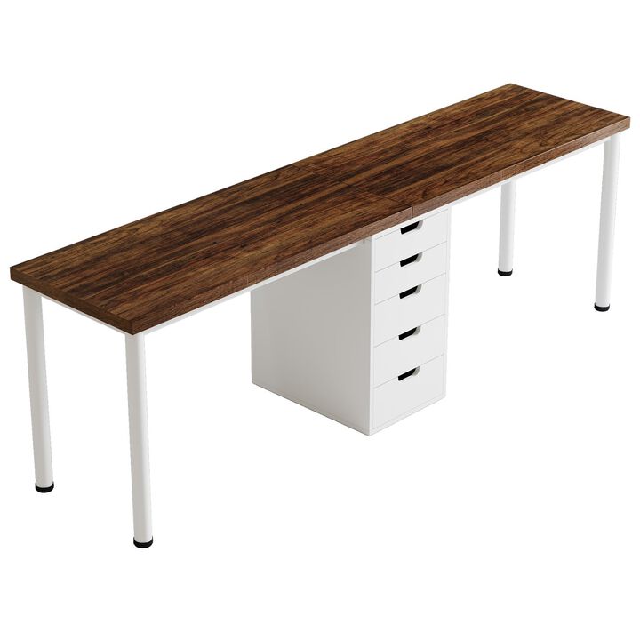 Tribesigns 78.7" Dining Table for 6-8, Industrial Kitchen Table with Metal Frame, Large Rectangular Wood Table that Doubles as Home Office Desk or Conference Table, Rustic Brown and Black