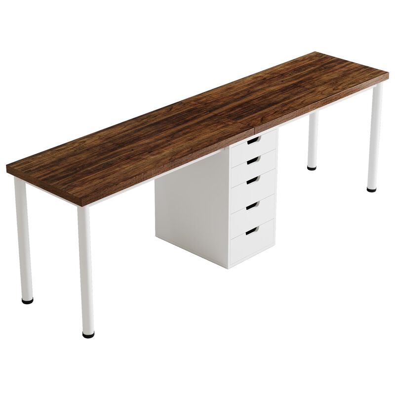 Tribesigns 78.7" Dining Table for 6-8, Industrial Kitchen Table with Metal Frame, Large Rectangular Wood Table that Doubles as Home Office Desk or Conference Table, Rustic Brown and Black image number 0