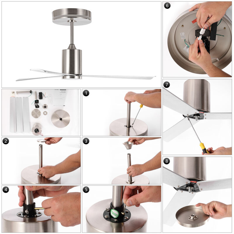 Levi 1-Light Contemporary Minimalist 6-Speed Iron Height Adjustable Integrated LED Ceiling Fan with Remote