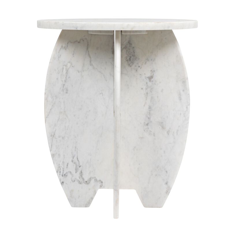 Rowena Interiors Modern Sculptural Marble Table with Interlocking Base, White image number 3