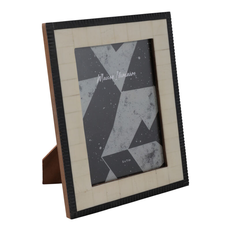 5x7" Etched Border Photo Frame, Ivory/ Black image number 1