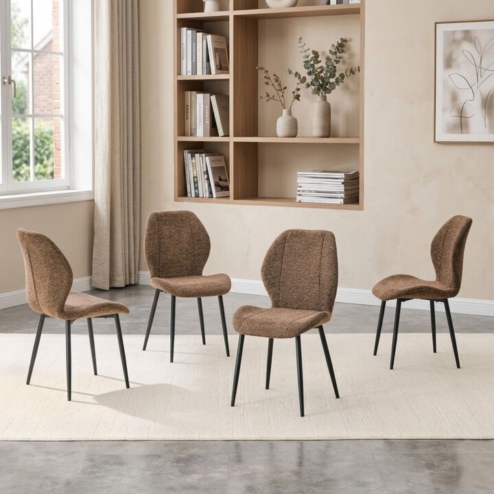Whisen 4-Pack Retro Minimalist Fabric Dining Chairs with Metal Legs, Upholstered Accent Chairs for Dining Room, Living Room, Office