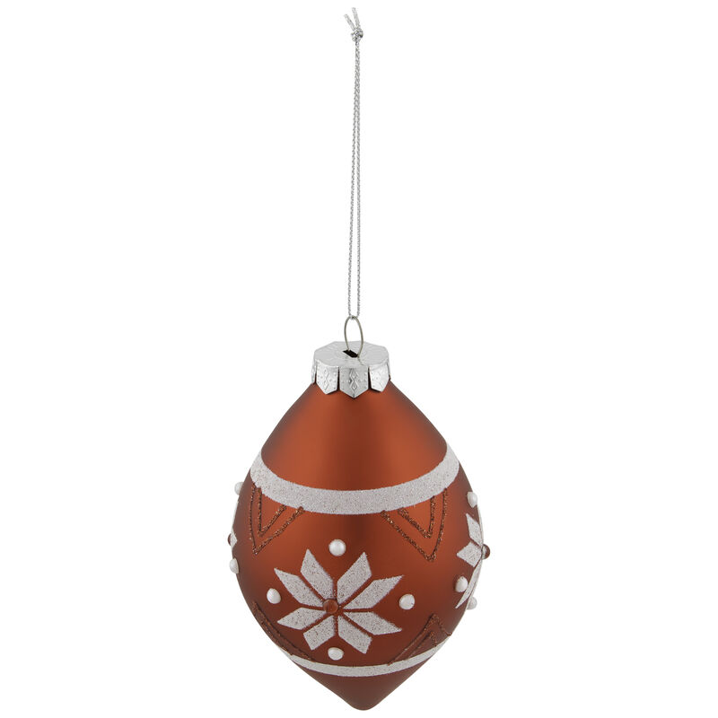 5.25" Glittered Red and White Snowflake Glass Finial Christmas Ornament image number 0